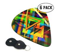 Worn Colorful Geometric 6 Double Sided Guitar Plectrum Strap Plectrum Clip Keychain Guitar Gift