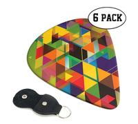 Worn Colorful Geometric 6 Double Sided Guitar Plectrum Strap Plectrum Clip Keychain Guitar Gift