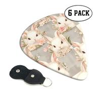 Worn Easter Bunny 6 Double Sided Guitar Plectrum Strap Plectrum Clip Keychain Guitar Gift