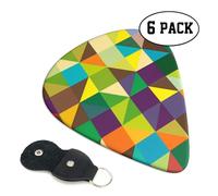 Worn Geometric 6 Double Sided Guitar Plectrum Strap Plectrum Clip Keychain Guitar Gift