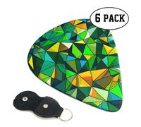 Worn Green Geometric 6 Double Sided Guitar Plectrum Strap Plectrum Clip Keychain Guitar Gift