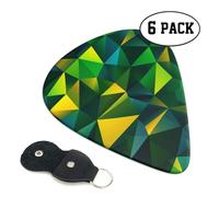 Worn Green Geometric 6 Double Sided Guitar Plectrum Strap Plectrum Clip Keychain Guitar Gift