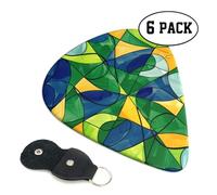 Worn Green Geometric 6 Double Sided Guitar Plectrum Strap Plectrum Clip Keychain Guitar Gift