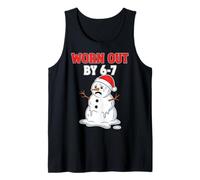 Worn Out by 6-7 Snowman Holiday Joke Meme Ugly Christmas Tank Top