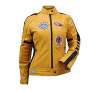 WORNRICH Ladies Biker Yellow Leather Jacket Women Motorcycle Uma Thurman Costume Leather Jacket