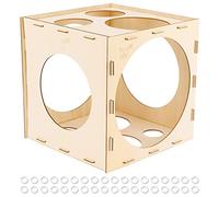 Worown 11 Holes Collapsible Wood Balloon Sizer Box Cube, Size Measurement Tool for Balloon Decorations (2-10 Inch)