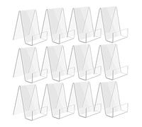 Worown 12 Pack Acrylic Book Stand, Clear Book Holder, Small Acrylic Display Stand for Books, Photos, Brochures, Tablets and Phones (7.5 x 9 x 10.5 cm)
