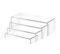 Worown 4-Tier Acrylic Tabletop Display Riser Shelf, Clear Rectangular Tiered Display Stands for Funko POP Figures, Cupcake Dessert Displays