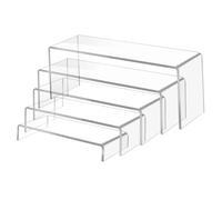 Worown 5-Tier Acrylic Tabletop Display Riser Shelf, Clear Rectangular Display Stand, 4mm Thick Acrylic Risers for Party Dessert, Cupcake, Funko POP Figure Toys, Jewelry (26, 24, 22, 20, 18 cm)