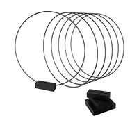 Worown 6 Pack 25cm Metal Floral Hoop Centerpiece with 6 Pack Wooden Stand for Table, Black Wreath Rings for Making Wedding Table Wreath Decor, Wall Hanging Wreaths and Dream Catcher Crafts