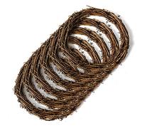 Worown 6 Pcs 25cm Natural Grapevine Wreaths Vine Branch Wreath Rattan Wreath for DIY Christmas Craft, Front Door Wall Hanging, Wedding and Party Decors