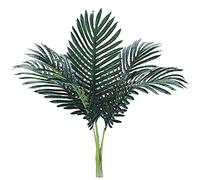 Worown 6 Pieces Artificial Palm Leaves with Stem, Faux Palm Plants Branches, Tropical Green Plant Leaves for Jungle Hawaii Birthday Barbecue Party Beach Theme Decorations