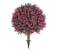 Worparsen 24 Inch Artificial Plant,Artificial Rose Boxwood Topiary Ball Bush for Outdoor with Ground Spike,UV Protection Faux Evergreen Plants Outside Decor for Porch Garden Backyard 1pc