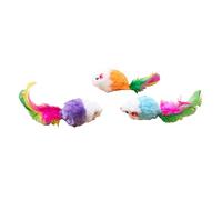 Worparsen 3/5/12Pcs Furry Mouse Cat Toys Interactive Cat Toys Mouse Rattle Mice for Cat Animals Hunter Toy with Feather Tail for Cats Kittens Play Kick Bite Chew (3pcs)