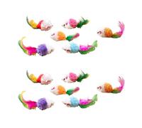 Worparsen 3/5/12Pcs Furry Mouse Cat Toys Interactive Cat Toys Mouse Rattle Mice for Cat Animals Hunter Toy with Feather Tail for Cats Kittens Play Kick Bite Chew (12pcs)
