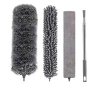 Worparsen 5PCS Extendable Feather Duster kit with 18-110 inch Telescopic Extension Pole, Detachable Reusable Gap Hand Crevice Brush for Cleaning dust Cobwebs on high Ceiling Fans Lights Blinds Cars f