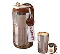 Worparsen Coffee Flask with LED Touch Screen Temperature Display, 450mL Stainless Steel Coffee Thermos for Hot Drinks, Vacuum Insulated Coffee Mug Travel Mugs, Thermos Cup Thermal Flask (Silver)