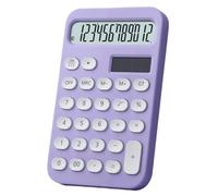 Worparsen Colorful Cute Desktop Calculator Solar Powered Battery Operated 12 Digits Oval Buttons Large LCD Display Finance Calculator Purple