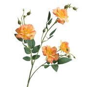 Worparsen Fake Flowers, Artificial Chinese Rose Flower with Leaves, UV Resistant Fake Silk Flower Wedding Party Table Centerpiece Indoor Outdoor Faux Bloom Decoration Orange 50cm