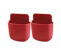 Worparsen Remote Control Organizer Holder Wall-mounted 2pcs Wall Mount No Drill Tv Air Conditioner Storage Box Pen Cell Phone Charging Red