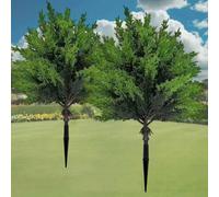 Worparsen Set of 2 Artificial Cedar Topiary Ball Tree with Ground Spike, Indoor Outdoor Decorative Faux Shrub Bushes Plants Fake Greenery Cypress for Front Porch Garden Patio Home Office