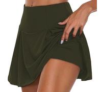 Worparsen Skorts for Women Summer Elastic Waist Tennis Skorts Skirts with Inner Shorts Lightweight Yoga Workout Activewear Shorts Green M
