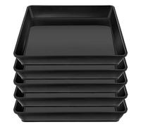 Worparsen Square Plant Saucer Plastic Plant Water Drip Tray 5pcs Square Plastic Plant Trays Catch Excess Water Soil Spills for Indoor Outdoor Flower Pots Tray for Plants Black 12Inch