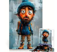 Worried Hiker Cartoon Jigsaw Puzzles 1000 Piece for Teenagers Mind Challenge Relaxed Leisure Seamless Fit Fine Xmas Gift (50x75cm)