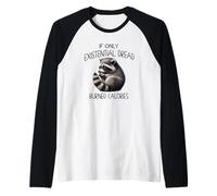 Worried Raccoon If Only Existential Dread Burned Calories Raglan Baseball Tee