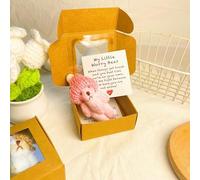 Worry Bear Hug in a Box, 1 Set Mini Worry Bear with Inspirational Card, Sympathy Gift for Christmas and Valentine's Day, Desk Accessories (Pink)
