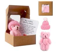 Worry Bear Hug in a Box, A Little Pocket Bear Hug Mini Plush Bears in Box Get Well Soon Gifts for kids Pocket Bears with Inspirational Card Positive Gift for Women Men Valentine's Day Christmas