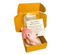 Worry Bear Hug in a Box, A Little Pocket Bear Hug, Mini Worry Bear with Inspirational Card, Cute Doll Decoration Positive Gifts for Women Friend Birthday Mother's Day
