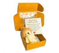 Worry Bear Hug in a Box, A Little Pocket Bear Hug, Mini Worry Bear with Inspirational Card, Cute Doll Decoration Positive Gifts for Women Friend Birthday Mother's Day