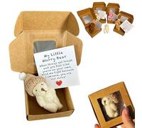 Worry Bear Hug in a Box, Little Mini Worry Plush Handmade Pocket Bear with Inspirational Card, Anti-Anxiety Gift for Graduation, Sympathy & Christmas (White)