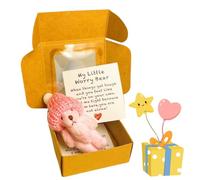 Worry Bear Hug in a Box,Little Pocket Bear Hug,Cute Tiny Te/ddy Bear Gift,Cute Pocket-Sized Plu/sh Gift,Perfect Sending a Hug Gift,Positive Gifts for Friends,STU/ffed ANI/mals Soft to/y(Pink)