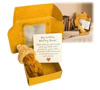 Worry Bear Hug in A Box,Little Pocket Bear Hug in A Box,A Little Pocket Be-ar H/ug,Mini Worry B/ear with Inspirational Card,Min/i Teddy Bea/r People,Handmade Plush Mi/ni Teddy Be/ar Doll(Dark Brown）