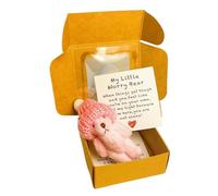 Worry Bear Hug in A Box,Little Pocket Bear Hug in A Box,A Little Pocket Be-ar H/UG,Mini Worry B/Ear with Inspirational Card,Min/i Teddy Bea/r for People,Handmade Plush Mi/ni Teddy Be/ar Doll(Pink)