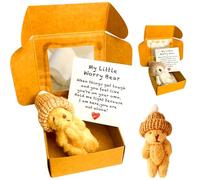 Worry Bear Hug in a Box, Mini Bears with Inspirational Card Fluffie Stuffies Bear Doll, Plush Bears in Box Emotional Support Plush Positive Gifts for Kids, Friends Women Men Valentine's Day Gifts