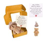 Worry Bear Hug in a Box, Mini Worry Bear with Inspirational Card Little Pocket Hug Sympathy Gift for Christmas Valentine's Day Desk Accessories All (D)
