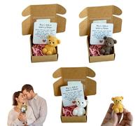 Worry Bear Hug in a Box, My Little Pocket Bear Hug, Mini Worry Bears Hug with Inspirational Card, Handmade Mini Teddy Bear in Box, Handmade Teddy Keepsake for Lovers, Gifts for Kids,Friends (3PC Mix)
