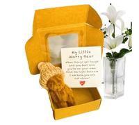 Worry Bear In A Box, Handmade Mini Plush Bear In Box, Handmade Inspirational Card Toy Pocket Animal For Children Toddler Baby Shower Mother Valentine's Day Graduation Christmas, Desk Decoration
