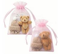 Worry Bear Pocket Bear Mini Plush Teddy Bears with Inspirational Card Pocket Sized Hug Present for Anxiety Relief Positive Good Luck Gifts for Friends Women Men for Christmas Birthday (Brown+Coffee)