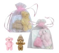 Worry Bear Pocket Bear Mini Plush Teddy Bears with Inspirational Card Pocket Sized Hug Present for Anxiety Relief Positive Good Luck Gifts for Kids Friends Women Men for Christmas Birthday (2Pcs)