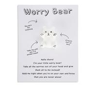 Worry Bear Pocket Hug Gift, Adorable Bear Pocket Hugs with Positive Card, Warm Good Luck Gifts Pocket Hug for Friends on Birthday, Graduation, New Job, Get Well, Housewarming, Halloween, Christmas