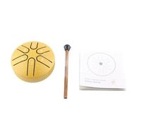 Worry Free Tongue Drum, Handpan Drum Buddha Stones Mini 6 Note Percussion Instrument with Drumstick Stickers Carbon Steel for Meditation Yoga Entertainment Musical Education(Gold)