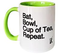 Worry Less Design Cricket Gifts - Funny Cricket Mug - Cricket Presents - Gifts for Cricket Lovers - 330ml Ceramic Mug (Bat Bowl)