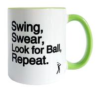 Worry Less Design Funny Golf Mug for Men - Swing Swear Look for Ball Repeat - Golf Gift for Dad - Novelty Golf Present for Father's Day, Birthday or Christmas