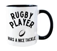 Worry Less Design Funny Rugby Gift Mug - Has a Nice Tackle - Gifts for Rugby Fans, Men & Dads - 330ml Ceramic Novelty Cup