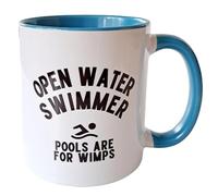 Worry Less Design Swimming Gifts - Funny Gifts for Swimmers - Sea Swimming Gift - 330ml Ceramic Mug (Open Water Swimmer Mug)
