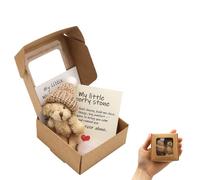 Worry Stone and Worry Bear in a Box,Meaningful Spiritual Gift Set,Pocket Hug Positive Gifts,Healing Crystals,Anxiety Relief for Women Kids,Emotional Support Keepsake for Friends Family (Brown)